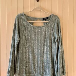 Stylish Green Ribbed Women's Sweatshirt